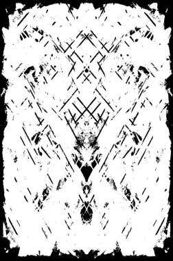 Grunge dokusu çatlaklar, cipsler, lekeler. Siyah ve beyaz yazdırılmış ögelerin soyut deseni