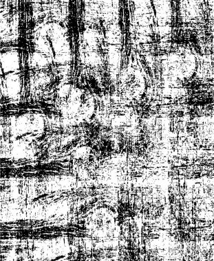 Grunge dokusu çatlaklar, cipsler, lekeler. Siyah ve beyaz yazdırılmış ögelerin soyut deseni