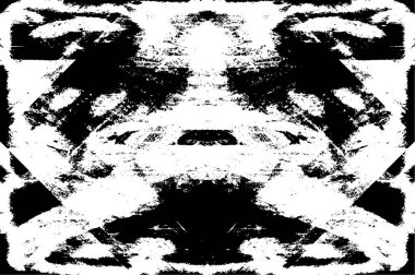 Grunge dokusu çatlaklar, cipsler, lekeler. Siyah ve beyaz yazdırılmış ögelerin soyut deseni