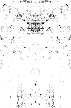 Grunge üst üste biniyor. Soyut siyah-beyaz vektör arkaplanı. Çatlak, leke ve noktalarda kirli desenli tek renkli klasik yüzey. Karanlık korku tarzında eski bir duvar.