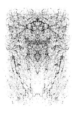 Grunge üst üste biniyor. Soyut siyah-beyaz vektör arkaplanı. Çatlak, leke ve noktalarda kirli desenli tek renkli klasik yüzey. Karanlık korku tarzında eski bir duvar.