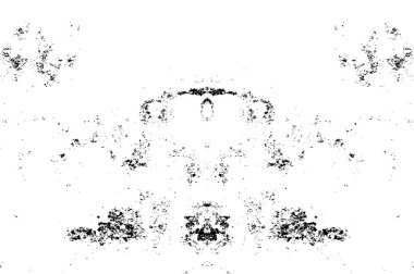 Grunge üst üste biniyor. Soyut siyah-beyaz vektör arkaplanı. Çatlak, leke ve noktalarda kirli desenli tek renkli klasik yüzey. Karanlık korku tarzında eski bir duvar.