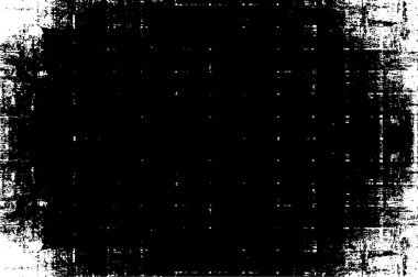 Grunge üst üste biniyor. Soyut siyah-beyaz vektör arkaplanı. Çatlak, leke ve noktalarda kirli desenli tek renkli klasik yüzey. Karanlık korku tarzında eski bir duvar.