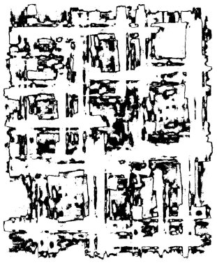 Grunge üst üste biniyor. Soyut siyah-beyaz vektör arkaplanı. Çatlak, leke ve noktalarda kirli desenli tek renkli klasik yüzey. Karanlık korku tarzında eski bir duvar.