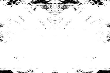 Grunge üst üste biniyor. Soyut siyah-beyaz vektör arkaplanı. Çatlak, leke ve noktalarda kirli desenli tek renkli klasik yüzey. Karanlık korku tarzında eski bir duvar.