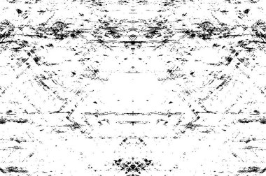 Grunge üst üste biniyor. Soyut siyah-beyaz vektör arkaplanı. Çatlak, leke ve noktalarda kirli desenli tek renkli klasik yüzey. Karanlık korku tarzında eski bir duvar.