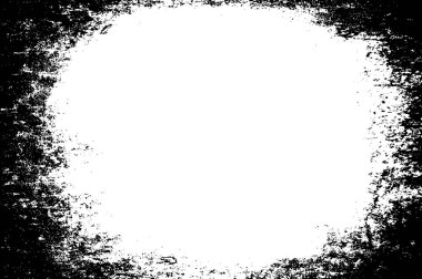 Grunge üst üste biniyor. Soyut siyah-beyaz vektör arkaplanı. Çatlak, leke ve noktalarda kirli desenli tek renkli klasik yüzey. Karanlık korku tarzında eski bir duvar.