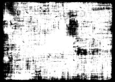Grunge üst üste biniyor. Soyut siyah-beyaz vektör arkaplanı. Çatlak, leke ve noktalarda kirli desenli tek renkli klasik yüzey. Karanlık korku tarzında eski bir duvar.