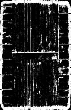 Grunge üst üste biniyor. Soyut siyah-beyaz vektör arkaplanı. Çatlak, leke ve noktalarda kirli desenli tek renkli klasik yüzey. Karanlık korku tarzında eski bir duvar.