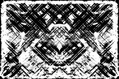 Grunge üst üste biniyor. Soyut siyah-beyaz vektör arkaplanı. Çatlak, leke ve noktalarda kirli desenli tek renkli klasik yüzey. Karanlık korku tarzında eski bir duvar.