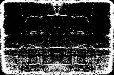 Grunge üst üste biniyor. Soyut siyah-beyaz vektör arkaplanı. Çatlak, leke ve noktalarda kirli desenli tek renkli klasik yüzey. Karanlık korku tarzında eski bir duvar.