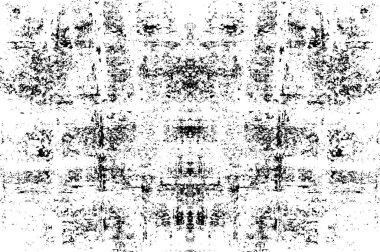 Grunge üst üste biniyor. Soyut siyah-beyaz vektör arkaplanı. Çatlak, leke ve noktalarda kirli desenli tek renkli klasik yüzey. Karanlık korku tarzında eski bir duvar.