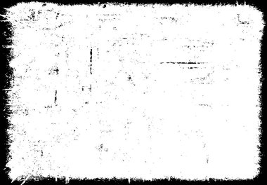 Grunge üst üste biniyor. Soyut siyah-beyaz vektör arkaplanı. Çatlak, leke ve noktalarda kirli desenli tek renkli klasik yüzey. Karanlık korku tarzında eski bir duvar.