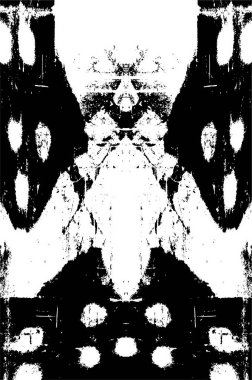 Soyut grunge desenli siyah beyaz arka plan. Tek renkli simetrik tasarım.