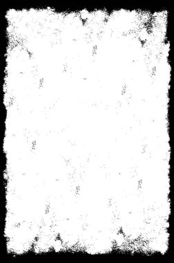 Grunge üst üste biniyor. Soyut siyah-beyaz vektör arkaplanı. Çatlak, leke ve noktalarda kirli desenli tek renkli klasik yüzey. Karanlık korku tarzında eski bir duvar.