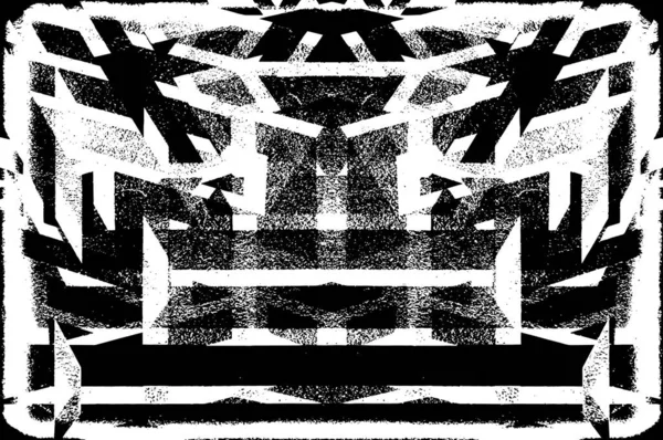 Hintergrund Mit Abstraktem Grunge Muster Monochrom Symmetrisches Design — Stockvektor