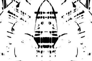 Grunge üst üste biniyor. Soyut siyah-beyaz vektör arkaplanı. Çatlak, leke ve noktalarda kirli desenli tek renkli klasik yüzey. Karanlık korku tarzında eski bir duvar.