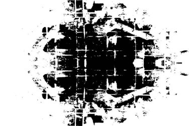 Grunge üst üste biniyor. Soyut siyah-beyaz vektör arkaplanı. Çatlak, leke ve noktalarda kirli desenli tek renkli klasik yüzey. Karanlık korku tarzında eski bir duvar.