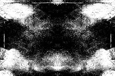Grunge üst üste biniyor. Soyut siyah-beyaz vektör arkaplanı. Çatlak, leke ve noktalarda kirli desenli tek renkli klasik yüzey. Karanlık korku tarzında eski bir duvar.