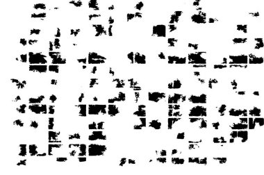 Grunge üst üste biniyor. Soyut siyah-beyaz vektör arkaplanı. Çatlak, leke ve noktalarda kirli desenli tek renkli klasik yüzey. Karanlık korku tarzında eski bir duvar.