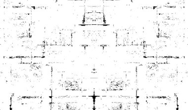 Grunge üst üste biniyor. Soyut siyah-beyaz vektör arkaplanı. Çatlak, leke ve noktalarda kirli desenli tek renkli klasik yüzey. Karanlık korku tarzında eski bir duvar.