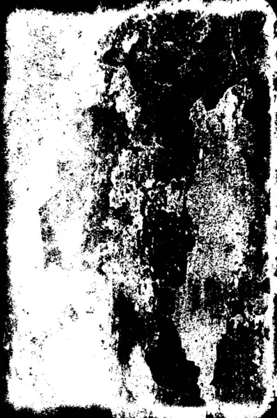 Grunge üst üste biniyor. Soyut siyah-beyaz vektör arkaplanı. Çatlak, leke ve noktalarda kirli desenli tek renkli klasik yüzey. Karanlık korku tarzında eski bir duvar.