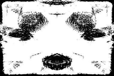 Soyut siyah beyaz desenli dağınık bir illüstrasyon. Tek renkli simetrik tasarım.