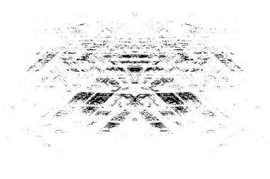 Soyut desenli basit grunge çizimi. Tek renkli simetrik tasarım.