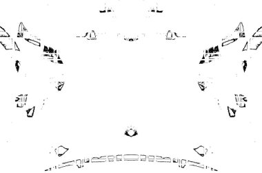 Soyut desenli basit grunge çizimi. Tek renkli simetrik tasarım.