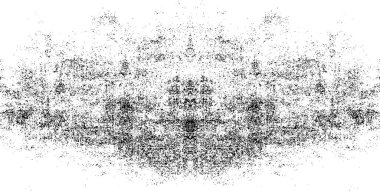 Soyut desenli basit siyah beyaz çizim. Tek renkli simetrik tasarım.