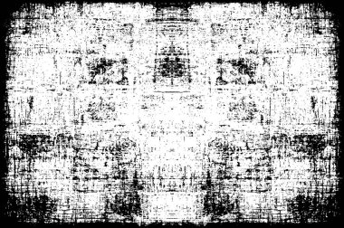 Soyut desenli basit siyah beyaz çizim. Tek renkli simetrik tasarım.