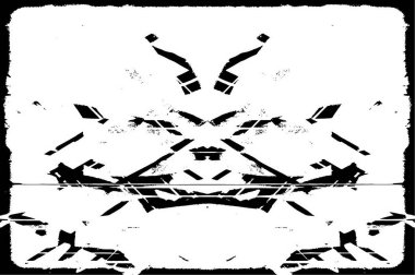 Soyut desenli basit siyah beyaz çizim. Tek renkli simetrik tasarım.