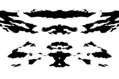 Soyut grunge desenli siyah beyaz çizimler. Tek renkli simetrik tasarım.