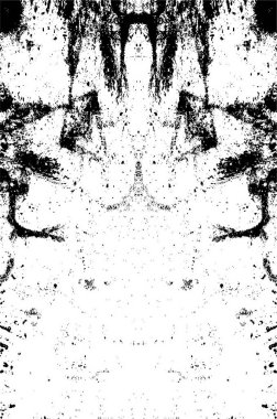 Soyut grunge desenli siyah beyaz çizimler. Tek renkli simetrik tasarım.