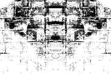 Soyut grunge desenli bir resim. Tek renkli simetrik tasarım.