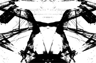 Soyut grunge desenli bir resim. Tek renkli simetrik tasarım.