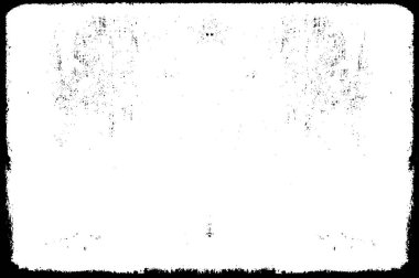 Grunge üst üste biniyor. Soyut siyah-beyaz vektör arkaplanı. Çatlak, leke ve noktalarda kirli desenli tek renkli klasik yüzey. Karanlık korku tarzında eski bir duvar.