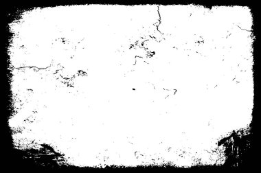 Grunge üst üste biniyor. Soyut siyah-beyaz vektör arkaplanı. Çatlak, leke ve noktalarda kirli desenli tek renkli klasik yüzey. Karanlık korku tarzında eski bir duvar.