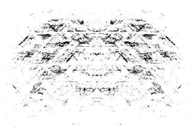 Grunge üst üste biniyor. Soyut siyah-beyaz vektör arkaplanı. Çatlak, leke ve noktalarda kirli desenli tek renkli klasik yüzey. Karanlık korku tarzında eski bir duvar.