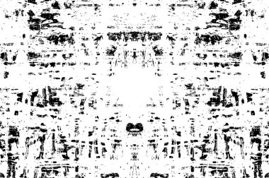 Grunge üst üste biniyor. Soyut siyah-beyaz vektör arkaplanı. Çatlak, leke ve noktalarda kirli desenli tek renkli klasik yüzey. Karanlık korku tarzında eski bir duvar.