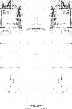 Grunge üst üste biniyor. Soyut siyah-beyaz vektör arkaplanı. Çatlak, leke ve noktalarda kirli desenli tek renkli klasik yüzey. Karanlık korku tarzında eski bir duvar.