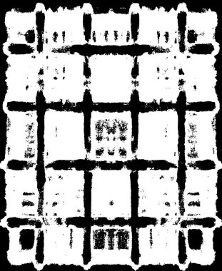 Grunge üst üste biniyor. Soyut siyah-beyaz vektör arkaplanı. Çatlak, leke ve noktalarda kirli desenli tek renkli klasik yüzey. Karanlık korku tarzında eski bir duvar.