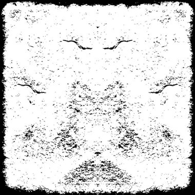 Grunge üst üste biniyor. Soyut siyah-beyaz vektör arkaplanı. Çatlak, leke ve noktalarda kirli desenli tek renkli klasik yüzey. Karanlık korku tarzında eski bir duvar.