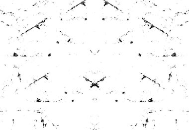 Grunge üst üste biniyor. Soyut siyah-beyaz vektör arkaplanı. Çatlak, leke ve noktalarda kirli desenli tek renkli klasik yüzey. Karanlık korku tarzında eski bir duvar.