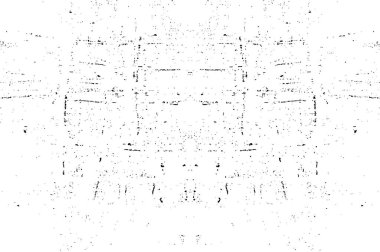 Grunge üst üste biniyor. Soyut siyah-beyaz vektör arkaplanı. Çatlak, leke ve noktalarda kirli desenli tek renkli klasik yüzey. Karanlık korku tarzında eski bir duvar.