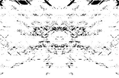 Grunge üst üste biniyor. Soyut siyah-beyaz vektör arkaplanı. Çatlak, leke ve noktalarda kirli desenli tek renkli klasik yüzey. Karanlık korku tarzında eski bir duvar.