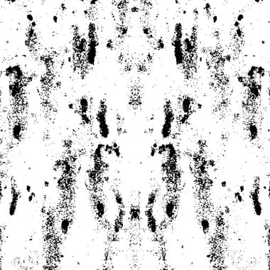 Grunge üst üste biniyor. Soyut siyah-beyaz vektör arkaplanı. Çatlak, leke ve noktalarda kirli desenli tek renkli klasik yüzey. Karanlık korku tarzında eski bir duvar.