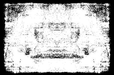 Grunge üst üste biniyor. Soyut siyah-beyaz vektör arkaplanı. Çatlak, leke ve noktalarda kirli desenli tek renkli klasik yüzey. Karanlık korku tarzında eski bir duvar.