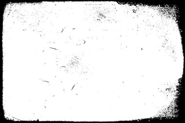 Grunge üst üste biniyor. Soyut siyah-beyaz vektör arkaplanı. Çatlak, leke ve noktalarda kirli desenli tek renkli klasik yüzey. Karanlık korku tarzında eski bir duvar.