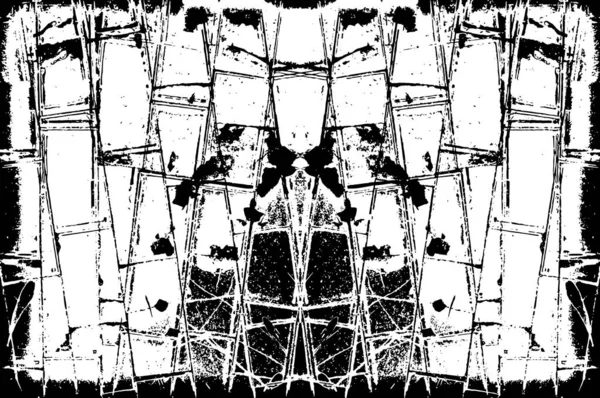 Stijlvol Abstract Zwart Wit Patroon Rommelig Symmetrisch Monochroom Ontwerp — Stockvector